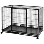 Perrera Portátil Apilable para Perros Amazon Basics 9002-48 con Bandeja Extraíble Negro 48.2 x 37.8 x 42.5 Pulgadas