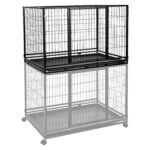 Perrera Portátil Apilable para Perros Amazon Basics 9002-48 con Bandeja Extraíble Negro 48.2 x 37.8 x 42.5 Pulgadas