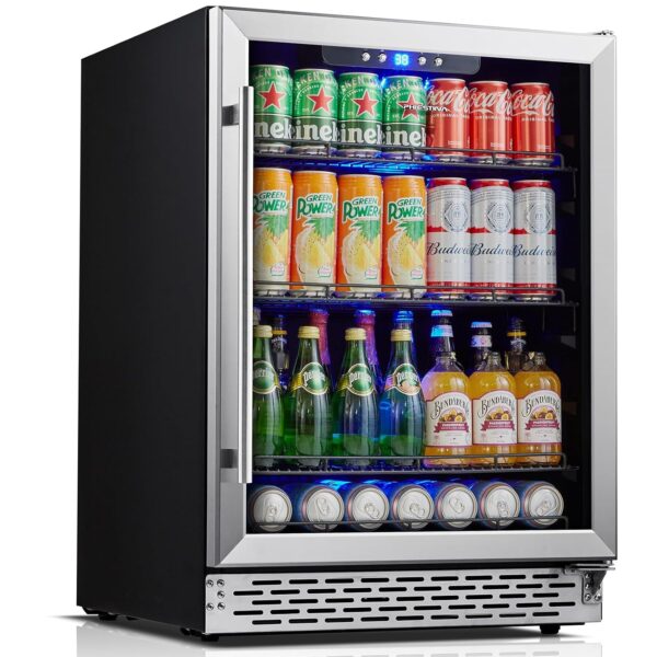 Phiestina - Refrigerador de bebidas de 60 cm, para 175 latas, para debajo del mostrador, enfriador de cerveza, silencios