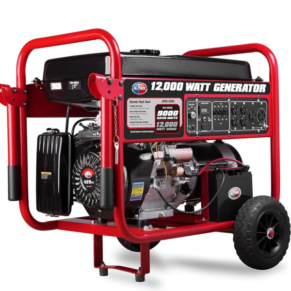 Generador de Gasolina All Power America APGG12000 12000 Watts Arranque Eléctrico con Kit de Ruedas