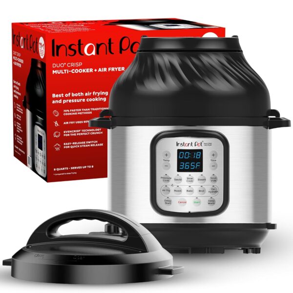 Instant Pot Duo Crisp 11 en 1 - Combo de freidora de aire y olla a presión eléctrica con tapas multicocina que fríe, vap