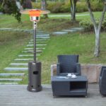 Calentador de Propano para Patio Tangkula GO-TK-84816-GR 50000 BTU 87 Pulgadas de Alto con Ruedas y Apagado Automático
