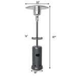 Calentador de Propano para Patio Tangkula GO-TK-84816-GR 50000 BTU 87 Pulgadas de Alto con Ruedas y Apagado Automático