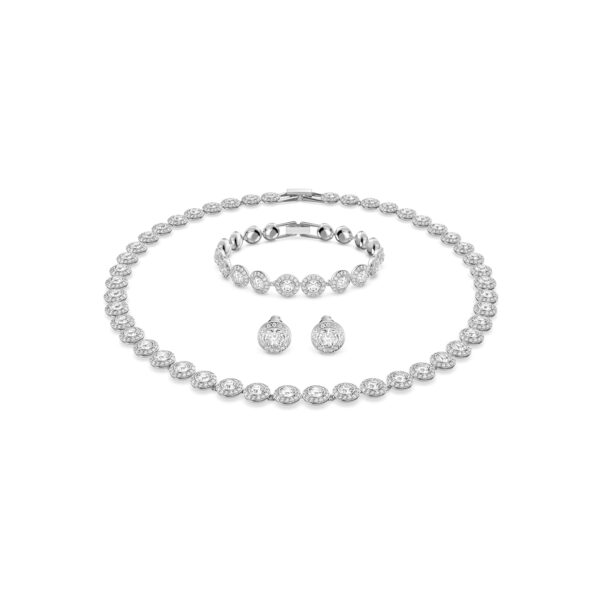 Conjunto de Joyería Swarovski Angelic Modelo 5367853 Collar Pulsera y Aretes Cristal Blanco Acabado en Rodio