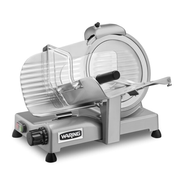 Waring Cortadora eléctrica comercial de alimentos, hoja de 10 pulgadas, motor de 3/4 caballos de fuerza, base de alumini