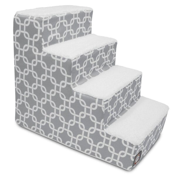 Escalera Portátil para Mascotas Majestic Pet 78899500194 4 Pasos Gris con Escalón de Felpa Sherpa