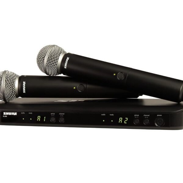 Shure - Sistema de micrófono inalámbrico UHF BLX288/SM58, para iglesia, karaoke, duración de la batería de 14 horas, ran