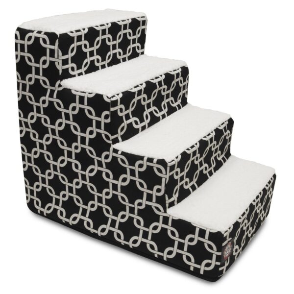 Escalera Portátil para Mascotas Majestic Pet 78899500188 4 Pasos Negro con Escalón de Felpa Sherpa