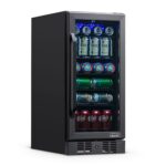 NewAir Refrigerador de bebidas integrado para 96 latas, mini refrigerador pequeño de 15 pulgadas para dormitorio, bar en