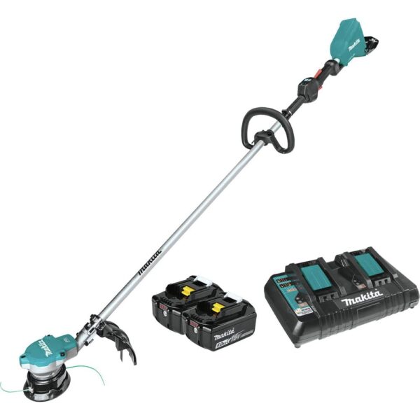 Recortadora de Cuerdas Makita XRU15PT 36V 18V X2 LXT Sin Escobillas Kit con Dos Baterías 5.0Ah Franja de Corte 15 Pulgad