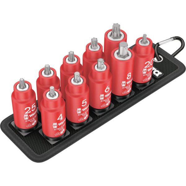 Juego de Llaves de Vaso Wera Zyklop 05004930001 Cinturón B VDE 1 TORX Hexagonal Unidad 3/8 Pulgadas 10 Piezas Acero al C