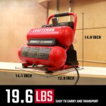 CRAFTSMAN Compresor de aire portátil Herramienta de aire Twin Tank 2 galones, 1/3 HP sin aceite Max 125 PSI Presión, Mod