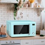 COSTWAY - Horno microondas retro para encimera, 0.7 pies cúbicos, 700 vatios, alta eficiencia energética, 5 niveles de p