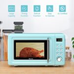 COSTWAY - Horno microondas retro para encimera, 0.7 pies cúbicos, 700 vatios, alta eficiencia energética, 5 niveles de p