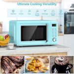 COSTWAY - Horno microondas retro para encimera, 0.7 pies cúbicos, 700 vatios, alta eficiencia energética, 5 niveles de p