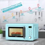 COSTWAY - Horno microondas retro para encimera, 0.7 pies cúbicos, 700 vatios, alta eficiencia energética, 5 niveles de p