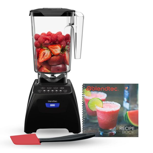 Blendtec Classic 575 - Licuadora, tarro WildSide+ de 90 onzas, espátula de cuchara y libro de recetas, color negro