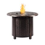 Mesa de Fogata Oakland Living AZROMERO-FPT-AC Redonda de Aluminio 34 x 34 Pulgadas 37000 BTU Acabado Cobre Antiguo