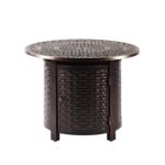 Mesa de Fogata Oakland Living AZROMERO-FPT-AC Redonda de Aluminio 34 x 34 Pulgadas 37000 BTU Acabado Cobre Antiguo