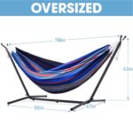 Hamaca doble OUTDOOR WIND con soporte de acero de 10 pies capacidad 550 libras azul Pinstrip B incluye funda de transpor