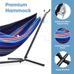 Hamaca doble OUTDOOR WIND con soporte de acero de 10 pies capacidad 550 libras azul Pinstrip B incluye funda de transpor