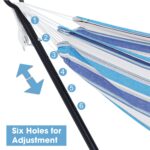 Hamaca doble OUTDOOR WIND con soporte de acero de 10 pies capacidad 550 libras azul Pinstrip B incluye funda de transpor