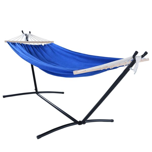 Hamaca Doble Outdoor Wind Capacidad 550 Libras Soporte de Acero 10 Pies Azul Marino
