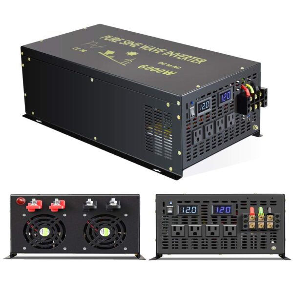 Inversor de Corriente WZRELB RBP-600012S Onda Sinusoidal Pura 6000W 12V DC a 120V CA con Control Remoto