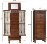 Armario de Joyería HOMGX Jewelry Armoire con Espejo de Maquillaje 7 Cajones 2 Puertas Batientes 12 Ganchos para Collares