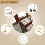 Armario de Joyería HOMGX Jewelry Armoire con Espejo de Maquillaje 7 Cajones 2 Puertas Batientes 12 Ganchos para Collares