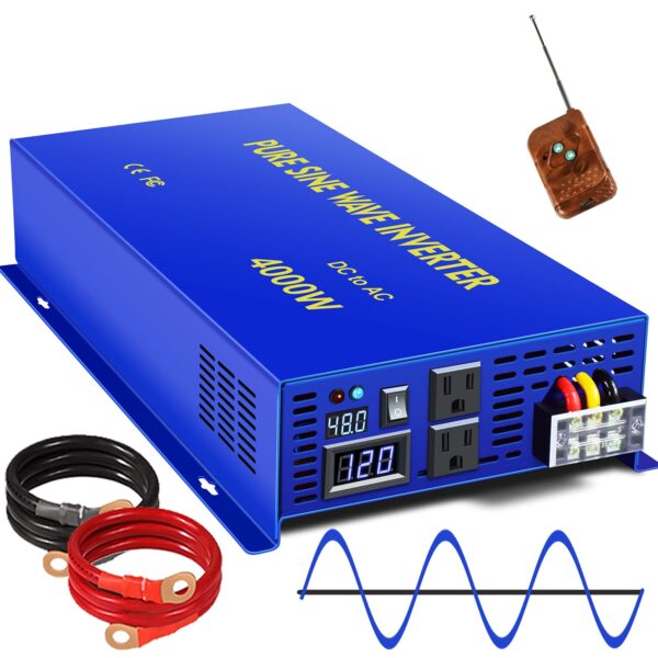 Inversor de Onda Sinusoidal Pura XYZ INVT XYZ4000W48V 4000 Vatios 48V CC a 120V CA 8000 Vatios Pico Control Remoto Inalá