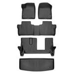 Juego de Alfombrillas SMARTLINER 3 Filas y Forro de Carga Negro para Cadillac XT6 2020-2023 con Asiento de Banco de Segu