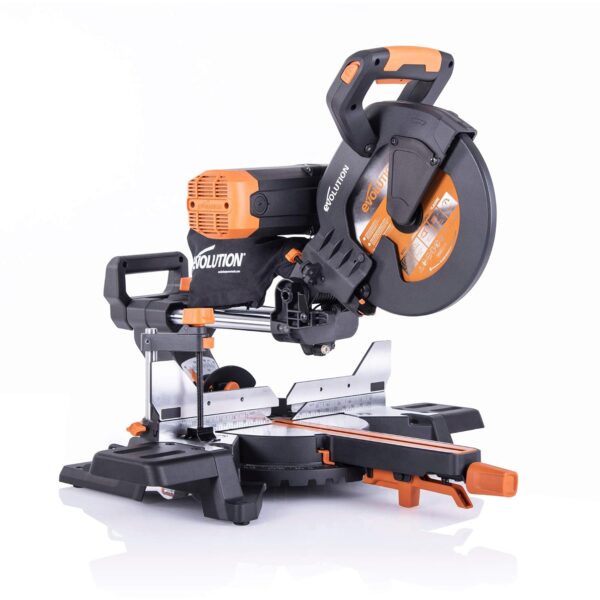 Evolution Power Tools R255SMS-DB+ Sierra de inglete deslizante de doble bisel de 10 pulgadas multimaterial, de uso múlti