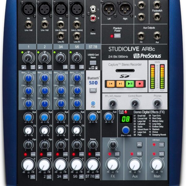 PreSonus StudioLive AR8c Mezclador Analógico con Software Studio One Pro
