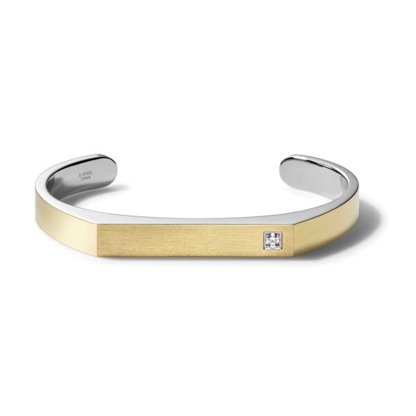 Pulsera de puño Bulova J98B004L acero inoxidable bicolor con diamante para hombre talla grande