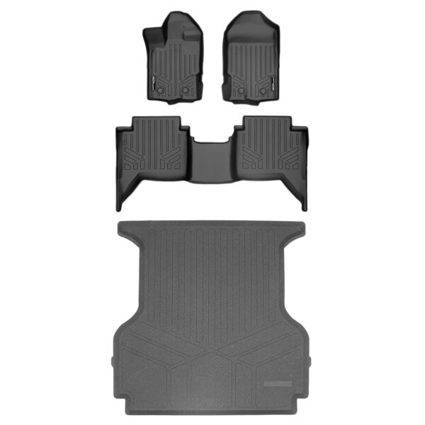 Juego de Alfombrillas SMARTLINER 2 Filas y Revestimiento de Caja de Camión Negro SA0410/B0410/K0410 para Ford Ranger Sup