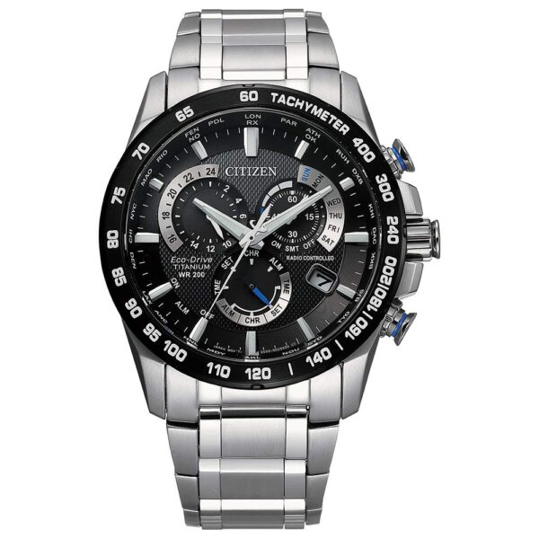 Reloj Citizen Eco-Drive PCAT CB5908-57E Cronógrafo de Titanio Esfera Negra Cristal de Zafiro 42 milímetros Resistente al