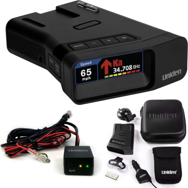 Detector de Radar Uniden R7 Extreme GPS Integrado Antena Dual con Flechas Direccionales y Kit de Cableado Inteligente RD