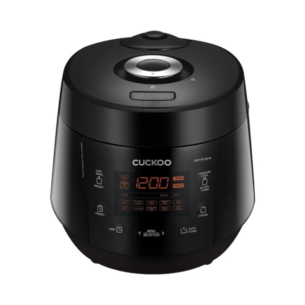 CUCKOO Arrocera de alta presión de 10 tazas sin cocer / 20 tazas cocidas con olla interior antiadherente, máquina de arr