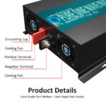 Inversor de Corriente WZRELB RBP-300048 3000W 48V a 120V Onda Sinusoidal Pura 2 Salidas de CA Negro