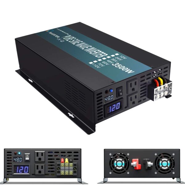 Inversor de Corriente WZRELB RBP-350048 3500W Onda Sinusoidal Pura 48V a 120V 2 Salidas CA