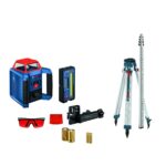 BOSCH GRL2000-40HK REVOLVE Kit de láser rotativo horizontal autonivelante, incluye trípode, varilla de grado, receptor l