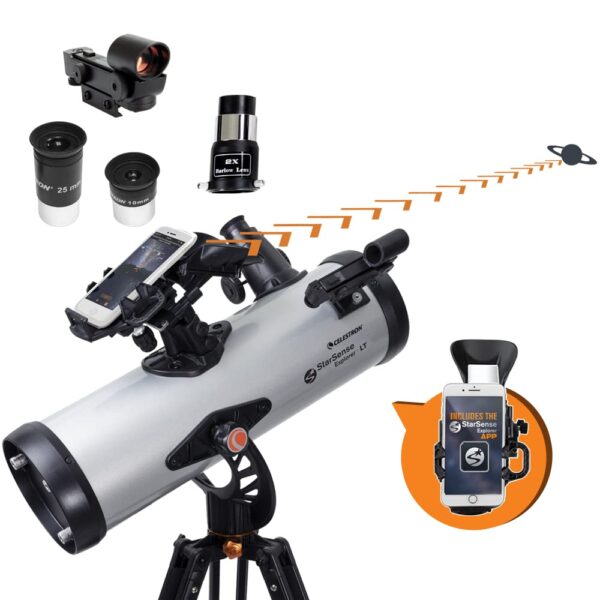 Celestron StarSense Explorer LT 114AZ Telescopio Habilitado para Aplicación – Reflejo Newtoniano de 114mm con Base para