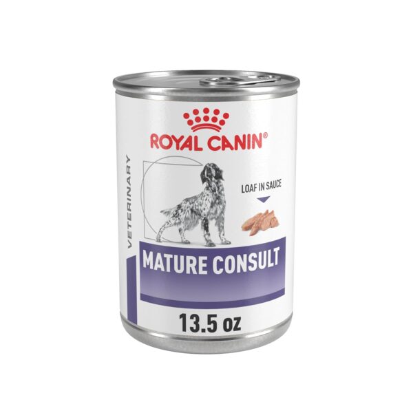 Alimento húmedo para perros Royal Canin Veterinary Diet Canine Mature Consult Loaf in Sauce 13.6 onzas paquete de 24