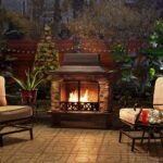 Chimenea para Exteriores Sunjoy Gwendolyn Acero Negro con Piedra Manufacturada Rejilla Removible y Atizador