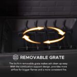 Chimenea para Exteriores Sunjoy Gwendolyn Acero Negro con Piedra Manufacturada Rejilla Removible y Atizador