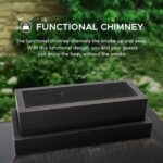 Chimenea para Exteriores Sunjoy Gwendolyn Acero Negro con Piedra Manufacturada Rejilla Removible y Atizador
