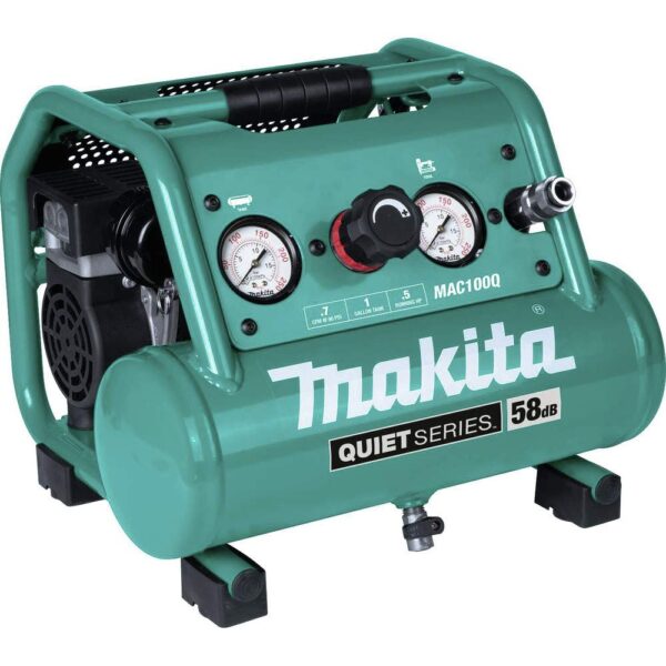 Makita MAC100Q Quiet Series, 1/2 HP, Compresor de aire eléctrico compacto, sin aceite, 1 galón