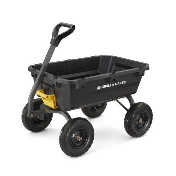 Gorilla Carts 7GCG-NF carretilla de jardín de polietileno para trabajo pesado con neumáticos sin riesgo de pinchazos, 7