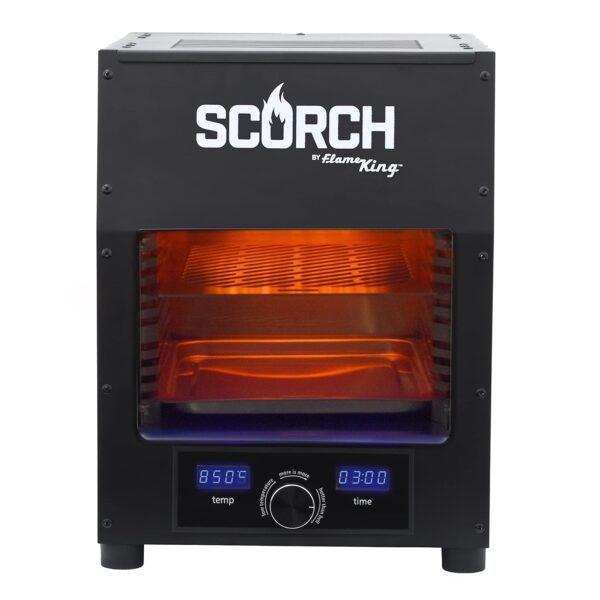 Flame King Scorch - Asador eléctrico infrarrojo sin humo para uso en interiores, se adapta a la encimera de la cocina, a